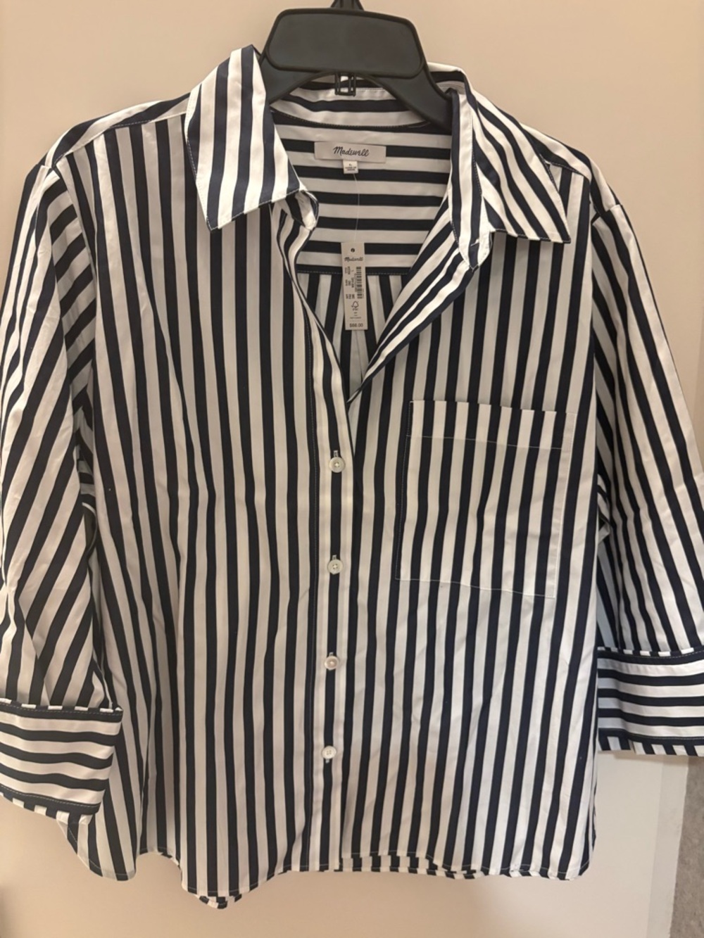Madewell Straight Hem Poplin Shirt. Size Large. New with tags.